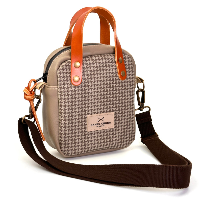 Bandolera urban box mini con asas, Taupe.