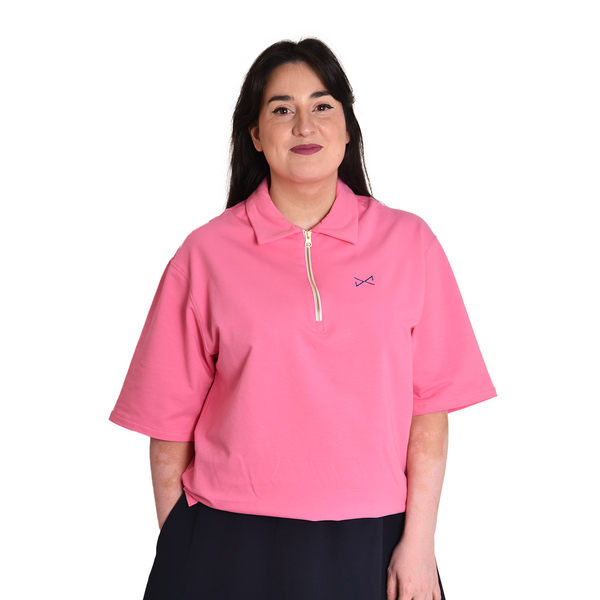 OVER ZIP POLO PINK unisex