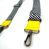 Adjustable zebra shoulder bag, yellow tips