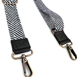 Bandolera regulable zebra, puntas negro