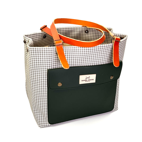 Shopper old School pata de gallo beige bolsillo hiedra