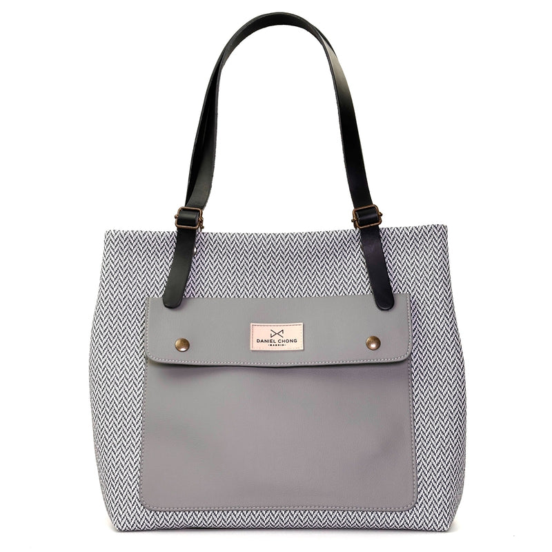 Shopper old School espiga gris bolsillo alpaca