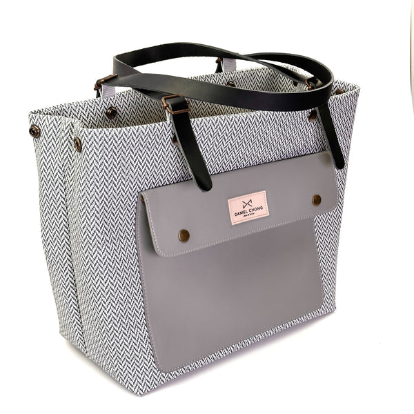 Shopper old School espiga gris bolsillo alpaca