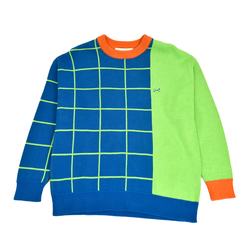 Unisex Knitted Jacquard Sweater AZUL/VERDE