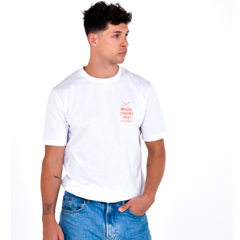 CAMISETA BLANCA BORDADO NARANJA Daniel Chong