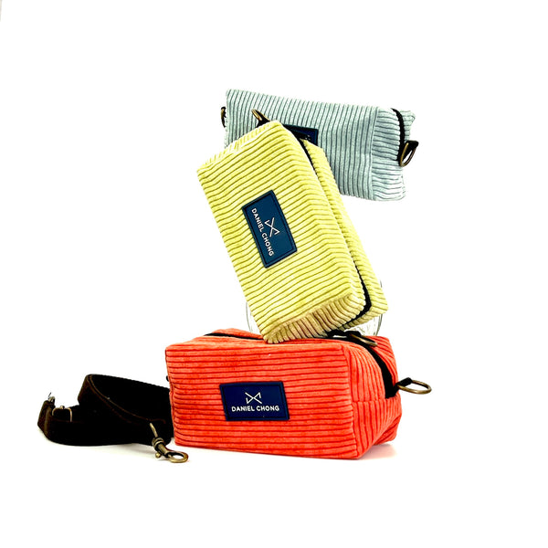 Mini Cube Pistachio Corduroy Shoulder Bag 'S'