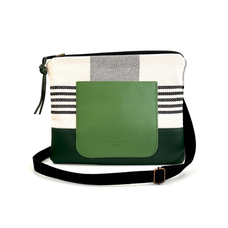 Mini square canvas shoulder bag with pocket