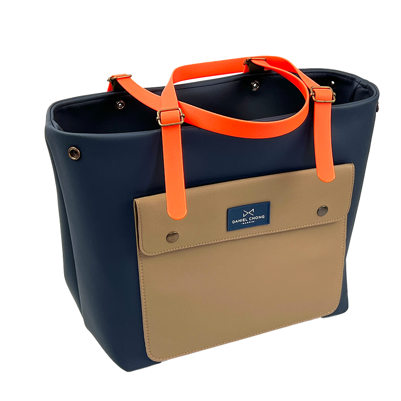 Old School Navy Shopper with red fluor handles