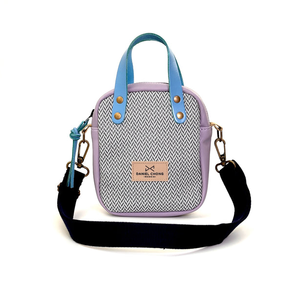 Bandolera urban box mini con asas, Lavanda.