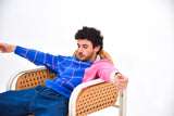 Unisex Knitted Jacquard Sweater AZUL/ROSA