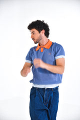 Men's Short Sleeve Mesh Polo w/ Button AZUL CLARO