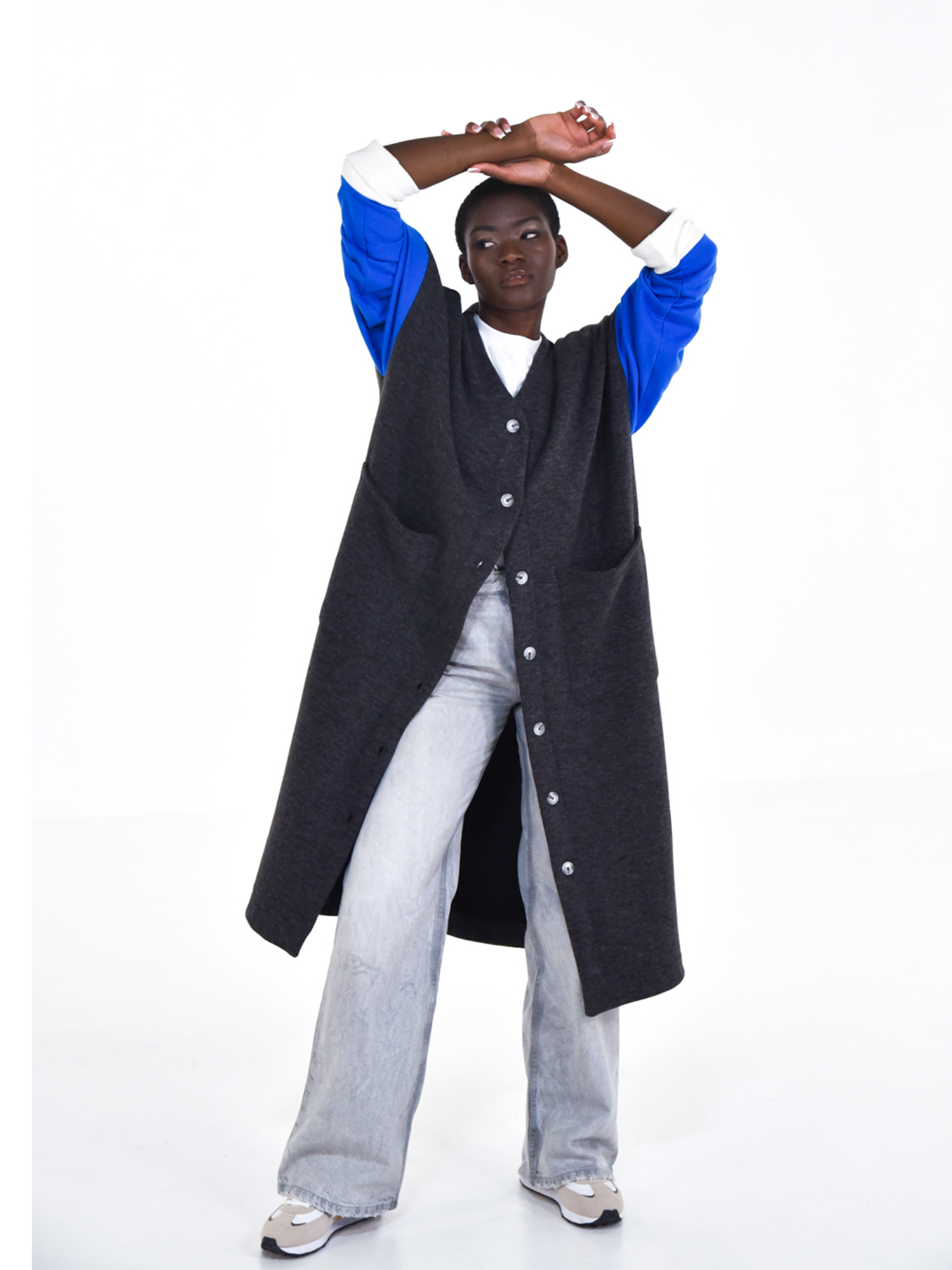 Funky coat, royal blue sleeves – Daniel Chong